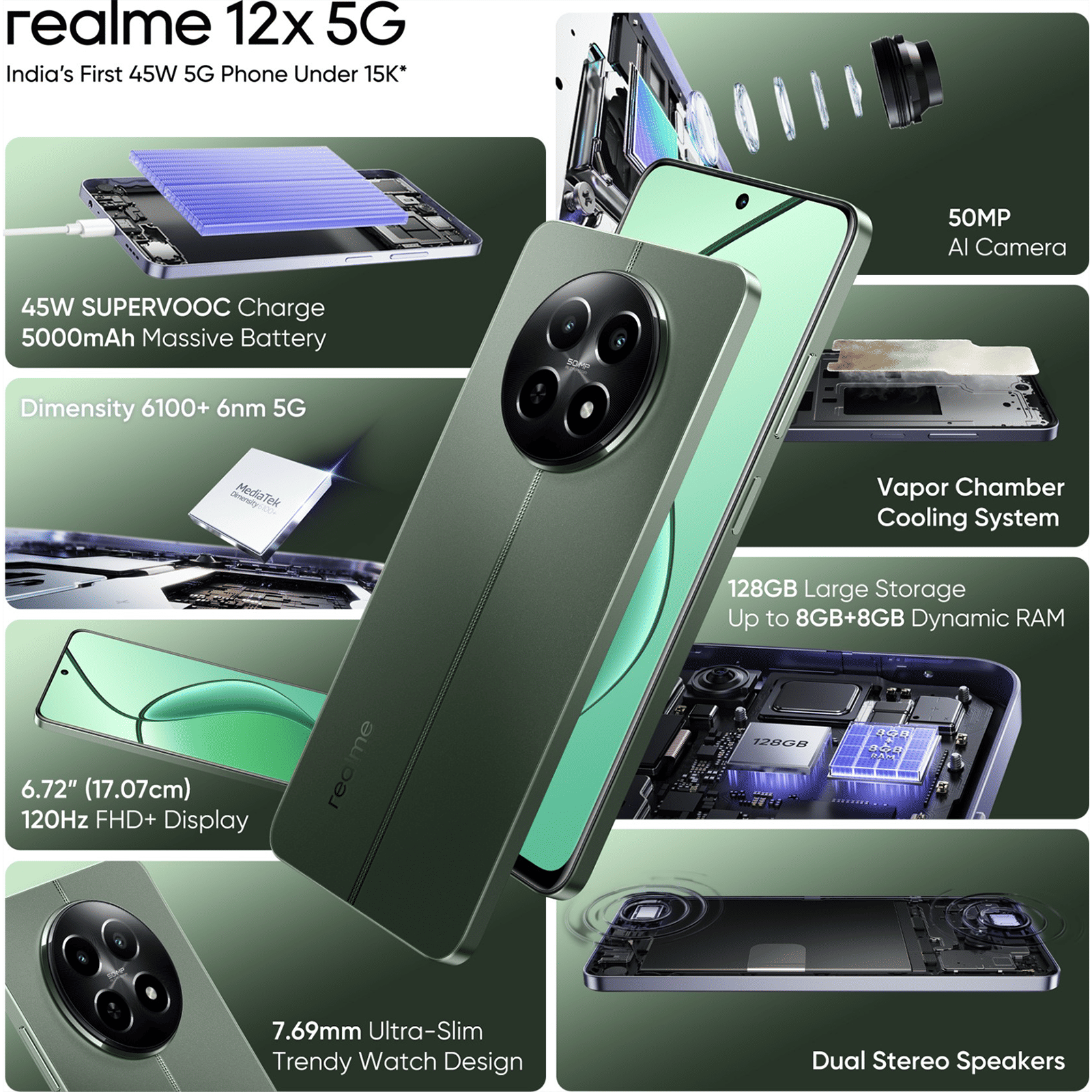 Buy realme 12x 5G (6GB RAM, 128GB, Woodland Green) Online – Croma
